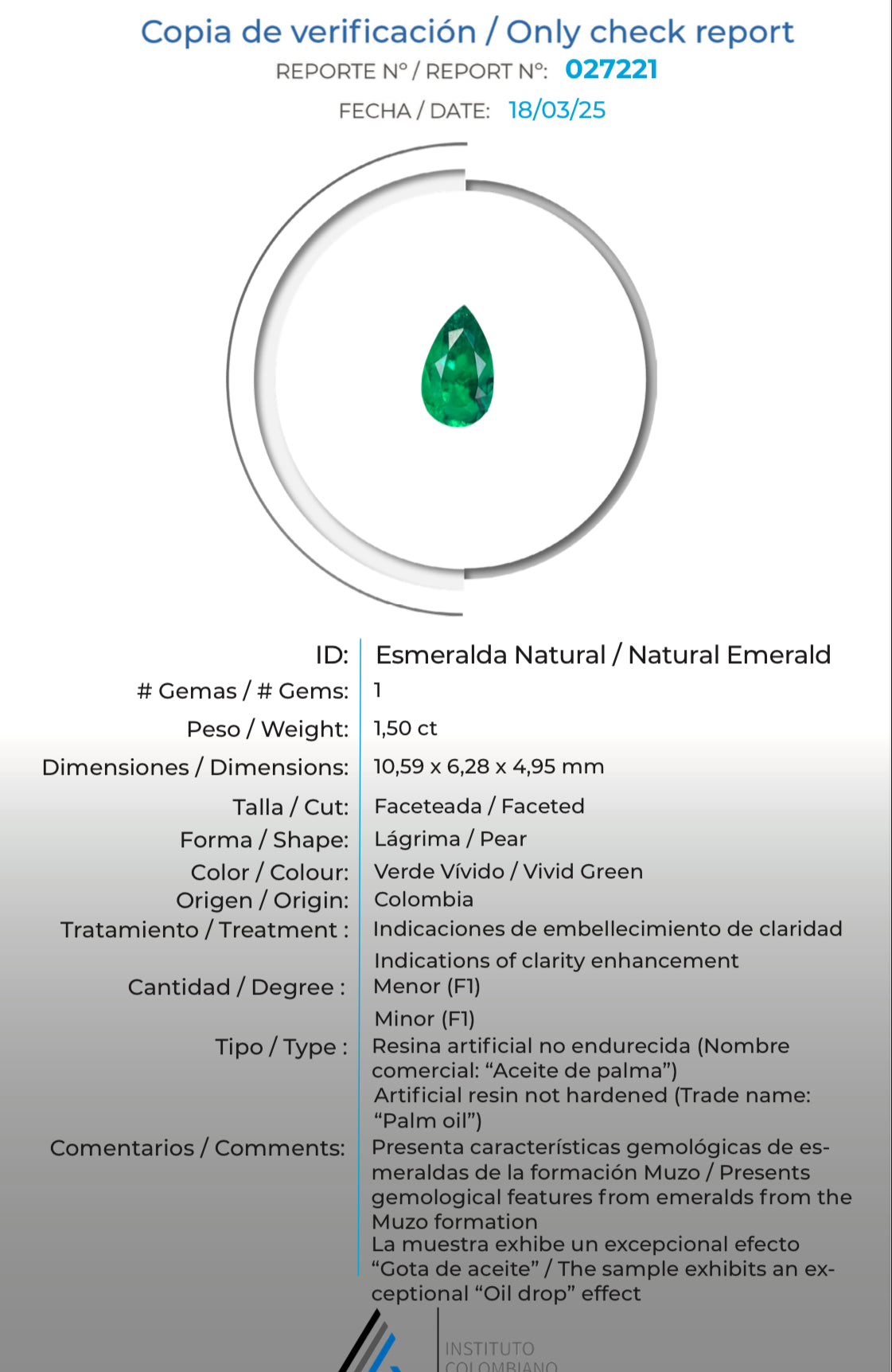 Esmeralda Gota de Aceite
