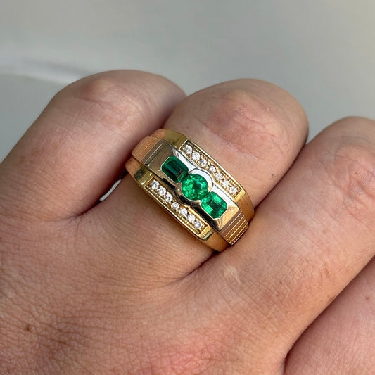 Anillo de Lujo Caballero - Esmeraldas